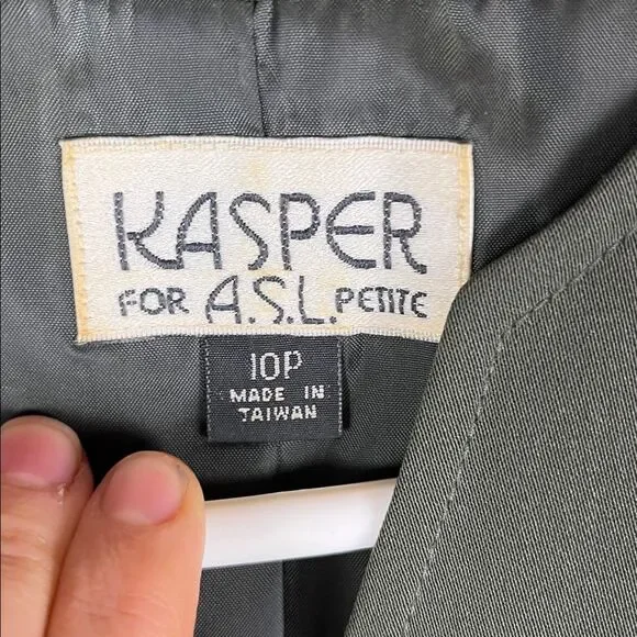 Vintage Kasper for ASL Dark Olive Green Military Style Women's Skirt Suit - Picture 5 of 10